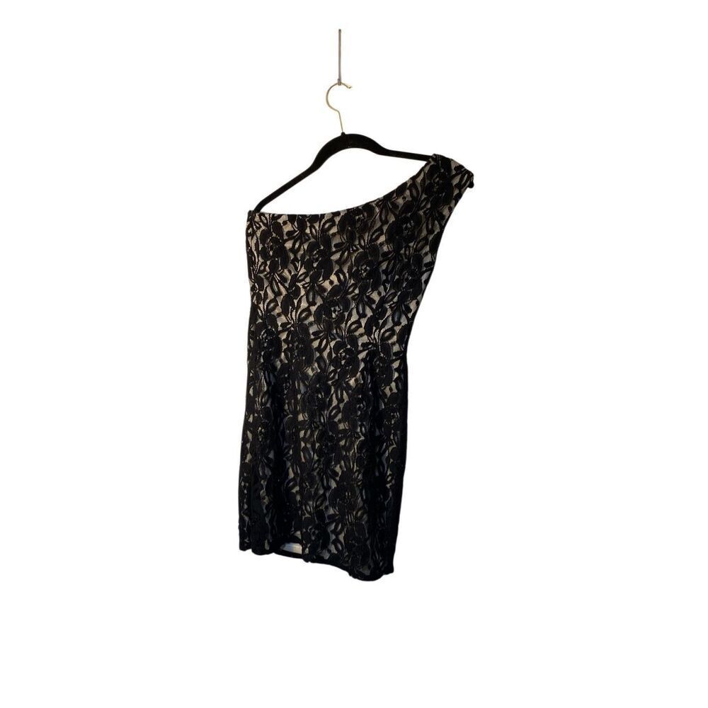 Issue women’s black lace, one shoulder, mini formal dress 2
